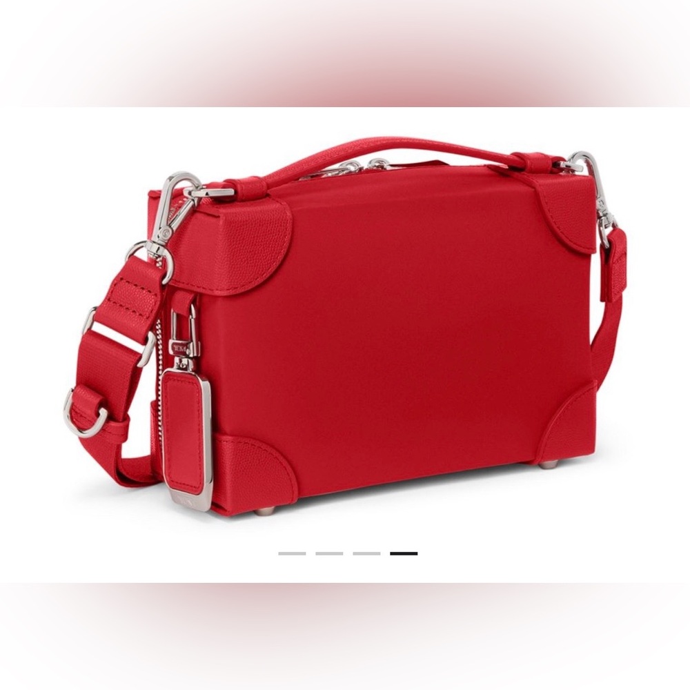 Brand New Tumi Dey Trunk Red Crossbody with Silver Hardware - Picture 4 of 10